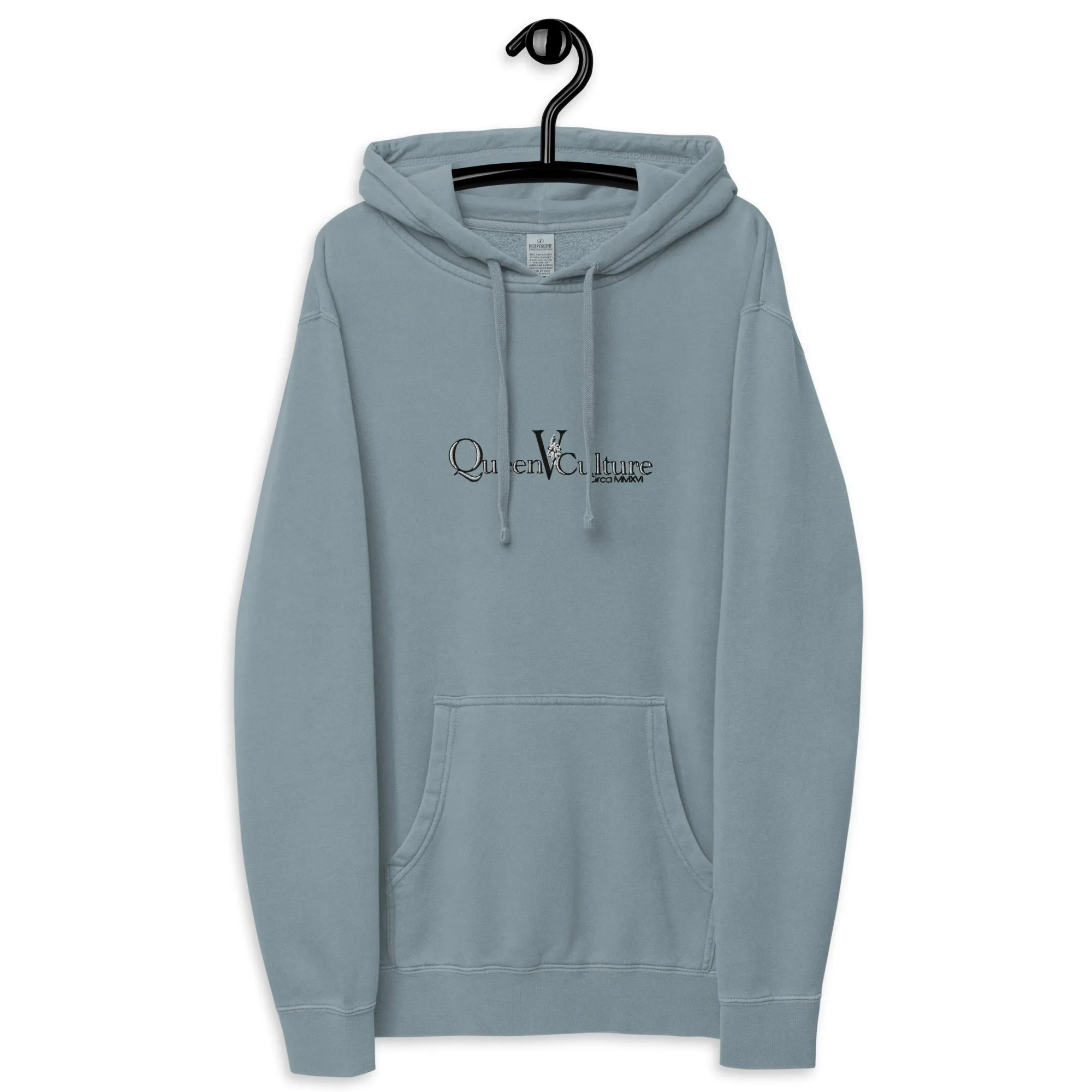 QueenVCulture Embroidered Logo pigment-dyed hoodie