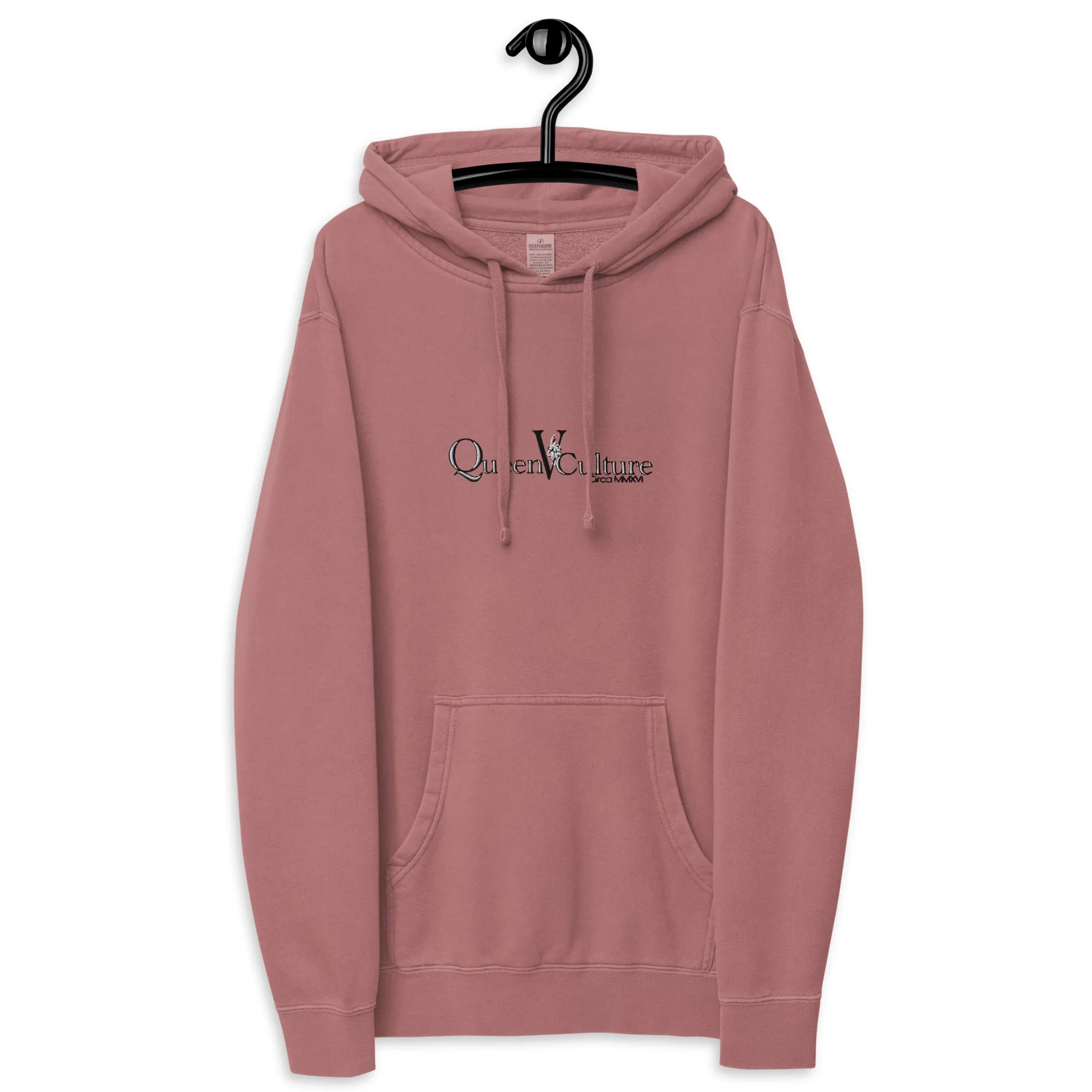 QueenVCulture Embroidered Logo pigment-dyed hoodie