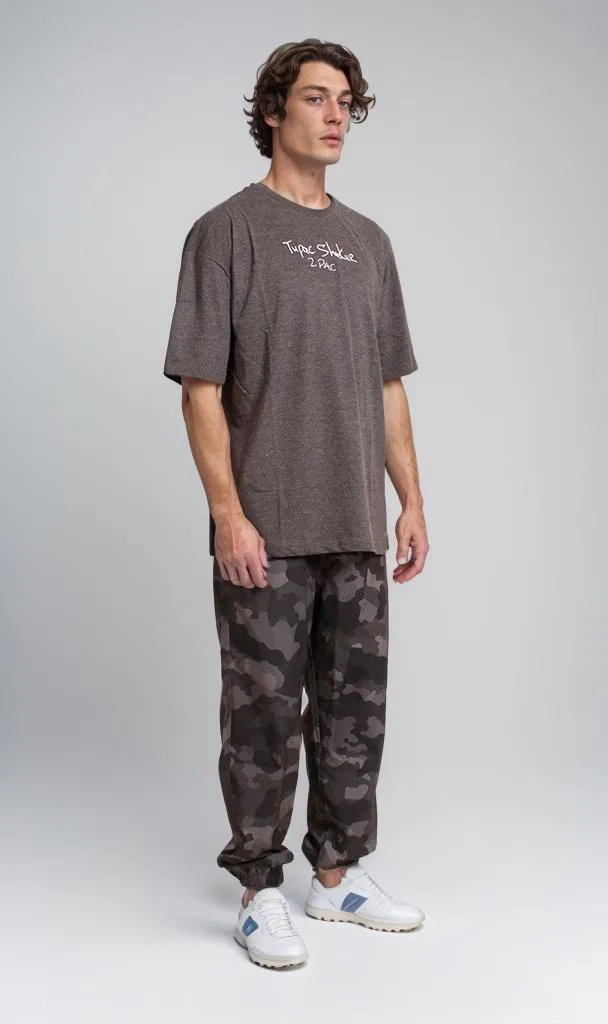 R204519 - Graphic Printed Oversized T-Shirt - Charcoal Grey