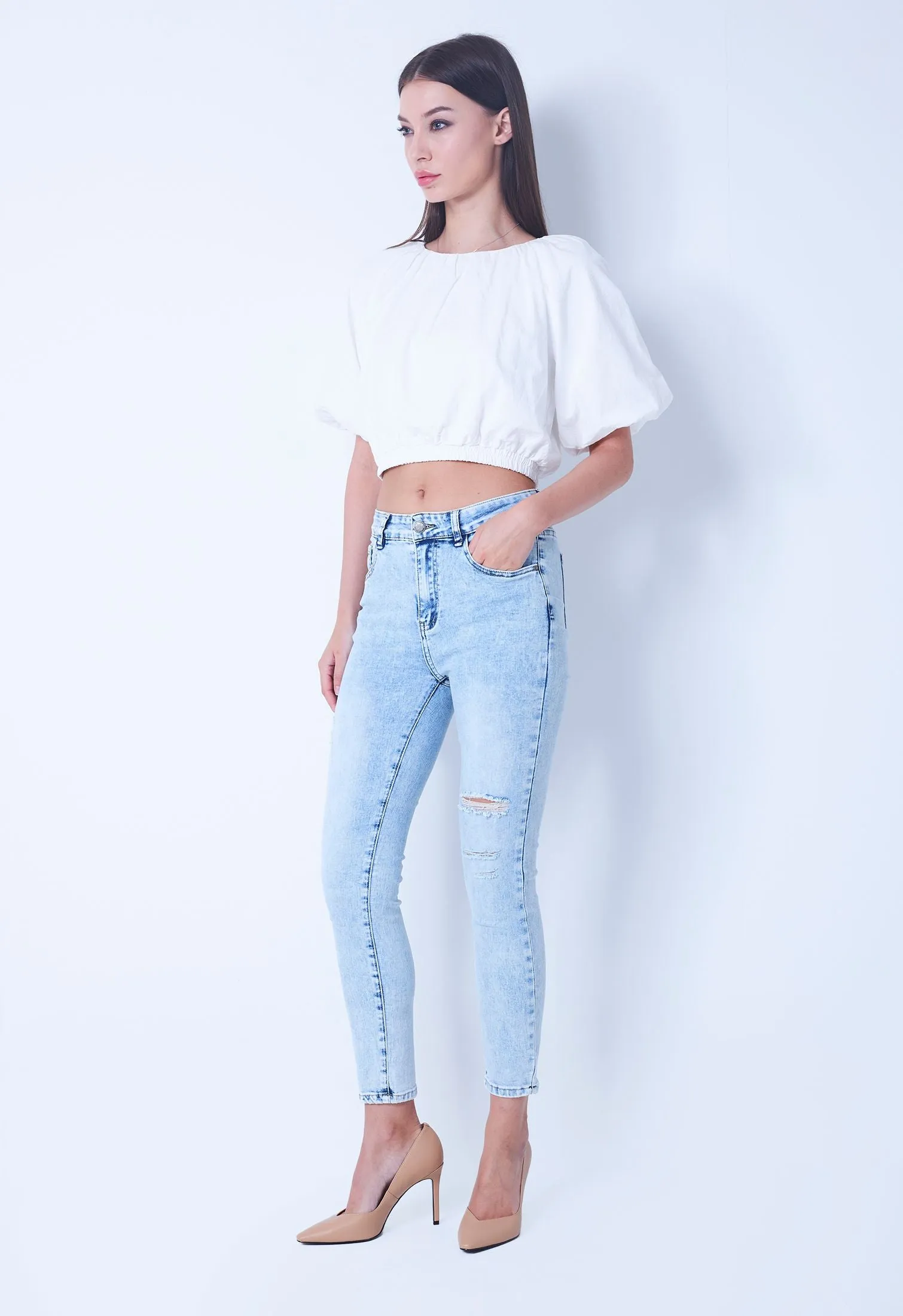 Ripped Denim Washed Jeans