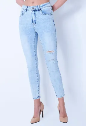 Ripped Denim Washed Jeans