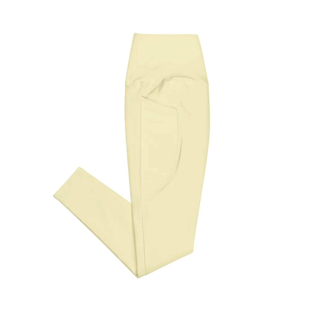 Size Inclusive Leggings with pockets in pastel yellow
