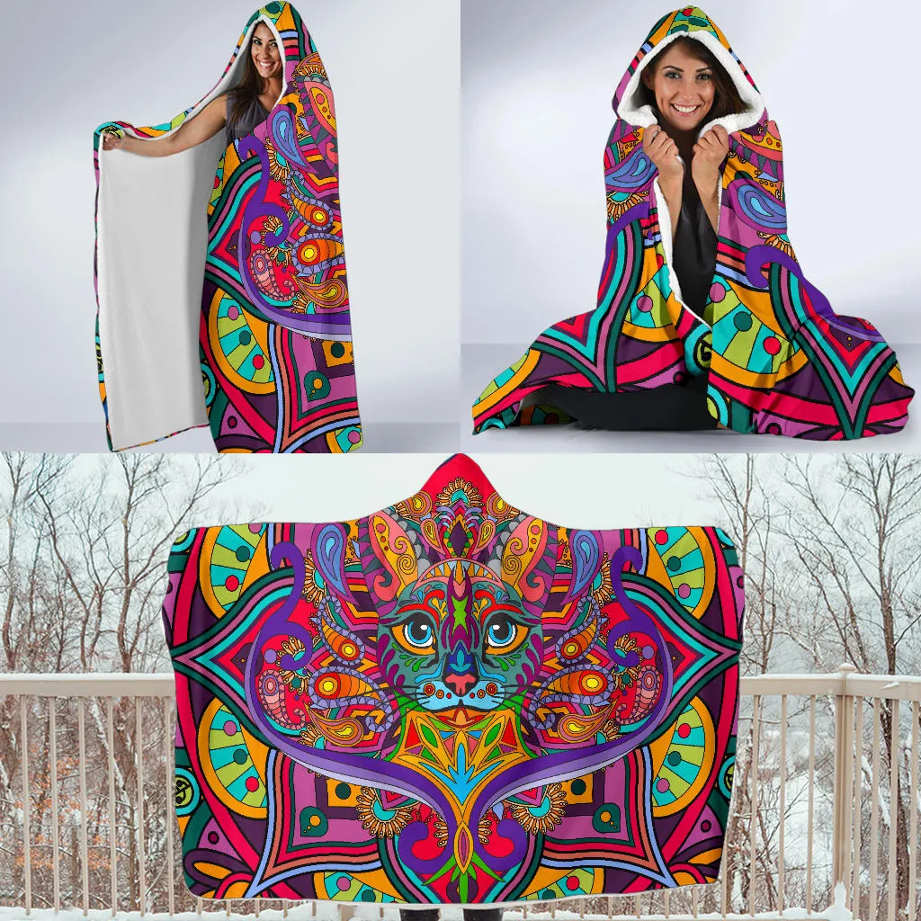 Spiritual Cat Hooded Blanket