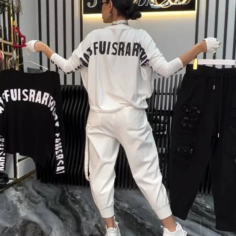 Spring Specials Women's Casual Letter Print Top & Pants (2-Piece Set)