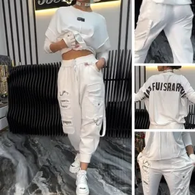 Spring Specials Women's Casual Letter Print Top & Pants (2-Piece Set)