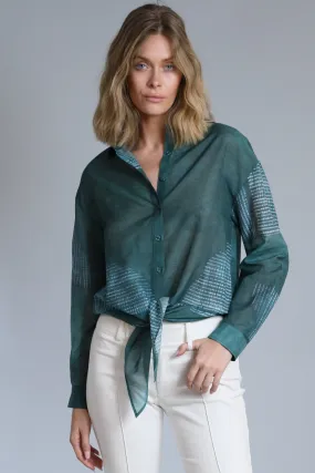 Tie Front Button Down | Green