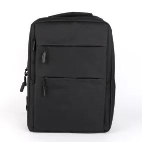 Trendy Oxford Front Double Zipper Designed Business BackPack-Black
