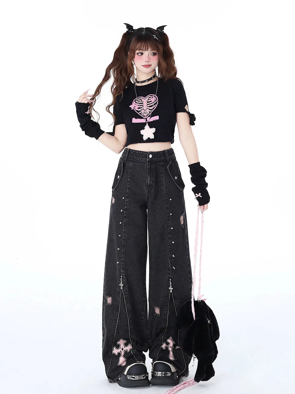 Waist Subculture Bet High Straight Jeans Zipper