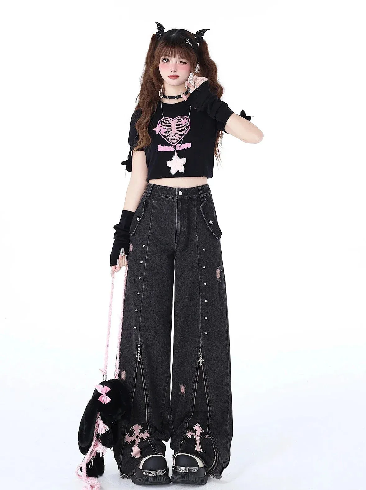 Waist Subculture Bet High Straight Jeans Zipper