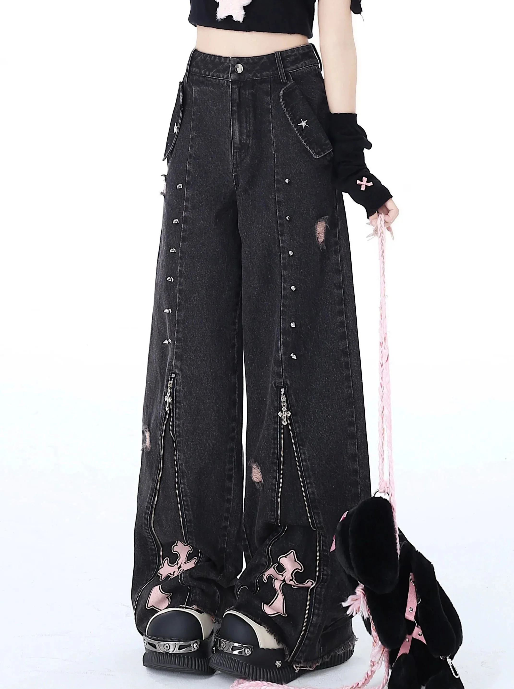 Waist Subculture Bet High Straight Jeans Zipper