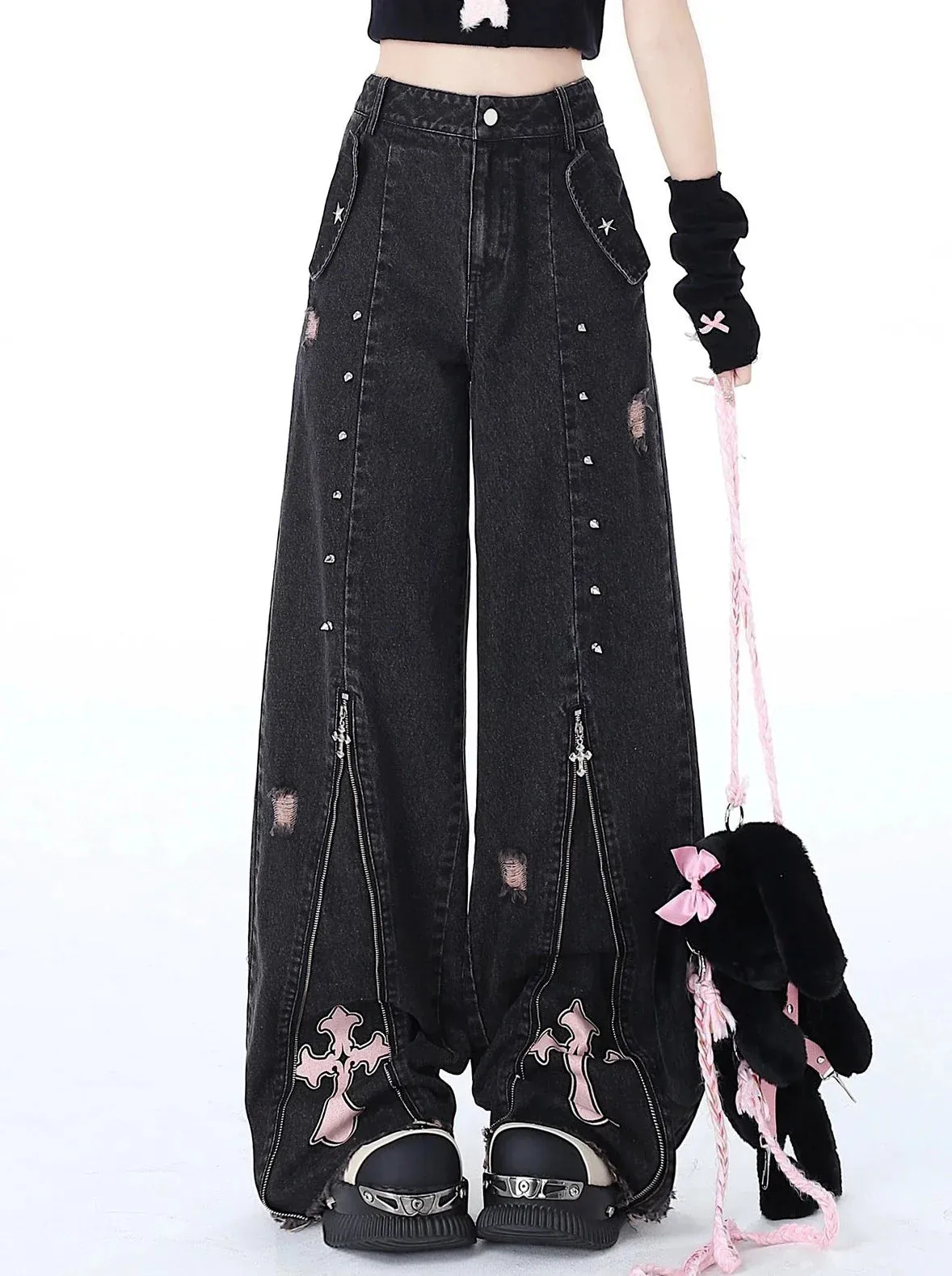 Waist Subculture Bet High Straight Jeans Zipper