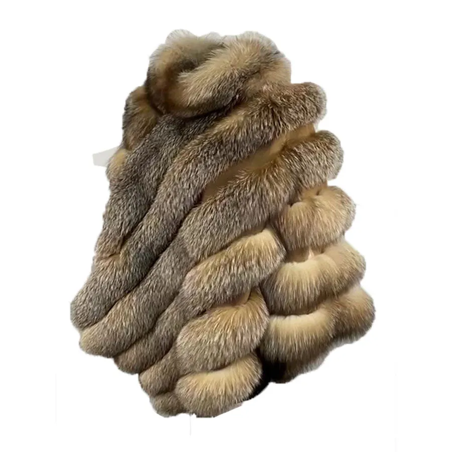 Women's Natural golden Fox Fur Cape/ Poncho