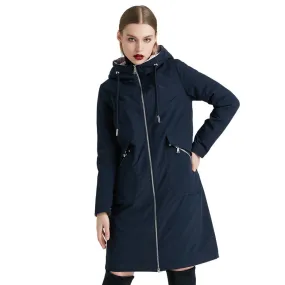 Women's Spring/Autumn Cotton Long Windbreaker